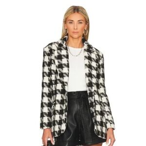 NWOT Blank NYC Tweed Black White Houndstooth Blazer in Secret Rhythm